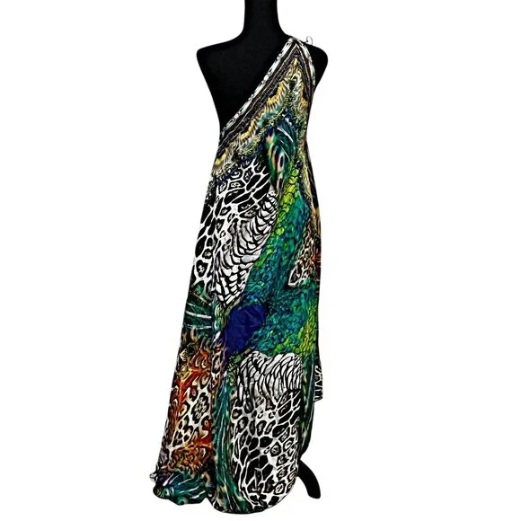 Shahida Parides 3 Ways Animal Print Maxi Silk Dress Multicolor ADINA PORTER - Picture 6 of 13